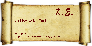 Kulhanek Emil névjegykártya
